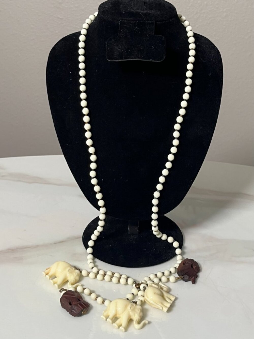 Miriam Haskell Vintaged Signed Elephant Statement Necklace